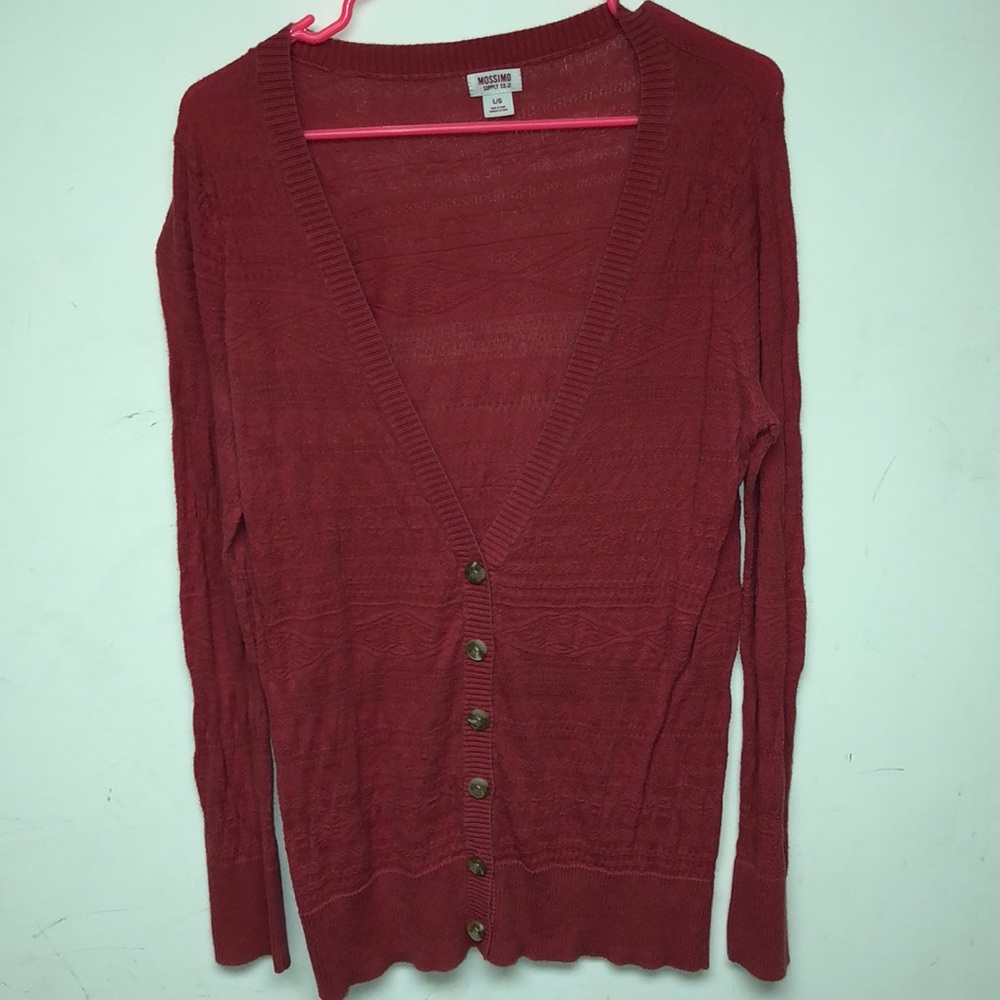 Red Lightweight Mossimo Cardigan Large